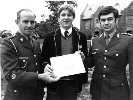 Adam Findlay receiving Royal Military College Award, 1983.